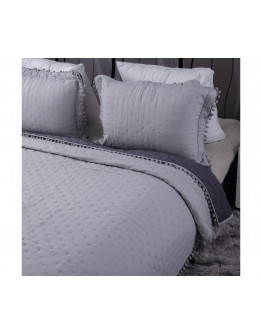 Silk Fashion: Σετ κουβρ-λί υπέρδιπλο, Pom Pom grey