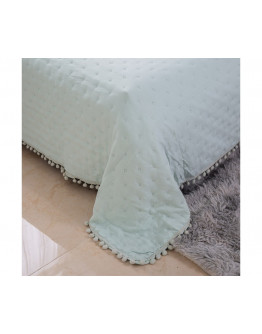 Silk Fashion: Σετ κουβρ-λί υπέρδιπλο, Pom Pom mint