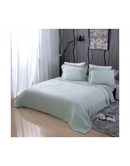 Silk Fashion: Σετ κουβρ-λί υπέρδιπλο, Pom Pom mint