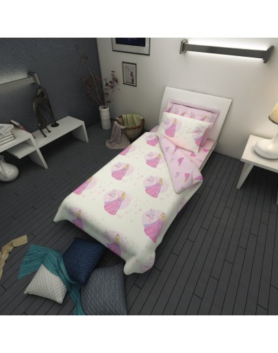 Salonica: Σετ σεντόνια μονά με λάστιχο, σχ. Έλσα ροζ