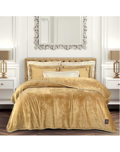 GREENWICH POLO CLUB ΚΟΥΒΕΡΤΑ FLEECE 220X240 ESSENTIAL 4441 OCHRE