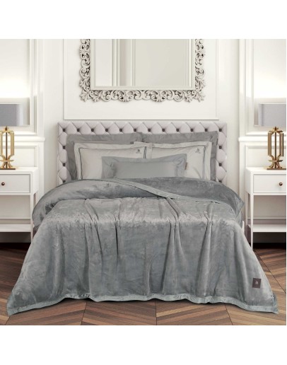 GREENWICH POLO CLUB ΚΟΥΒΕΡΤΑ VELOUR KING ESSENTIAL 3971 GREY