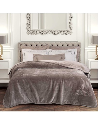 GREENWICH POLO CLUB ΚΟΥΒΕΡΤΑ VELOUR ΥΠΕΡΔΙΠΛΗ ESSENTIAL 3497 TAUPE