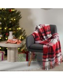 DAS HOME ΚΟΥΒΕΡΤΑ ΚΑΝΑΠΕ FAUX MOHAIR 1379 BLACK, RED