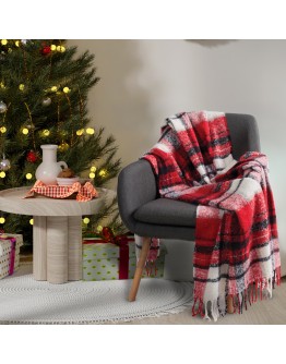 DAS HOME ΚΟΥΒΕΡΤΑ ΚΑΝΑΠΕ FAUX MOHAIR 1379 BLACK, RED