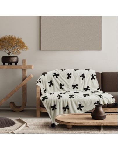 DAS HOME ΚΟΥΒΕΡΤΑ ΚΑΝΑΠΕ JACQUARD FLEECE 1382 BEIGE