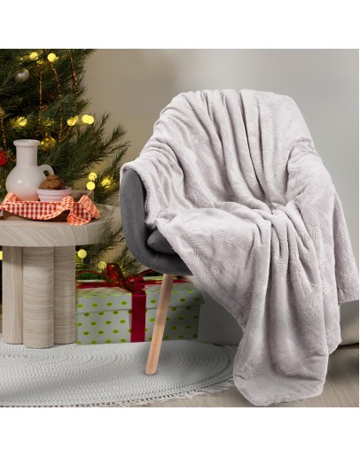 DAS HOME ΚΟΥΒΕΡΤΑ FLEECE 130Χ170 CHRISTMAS 1373 GREY