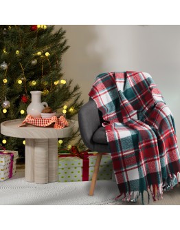 DAS HOME ΚΟΥΒΕΡΤΑ ΚΑΝΑΠΕ FAUX MOHAIR 1378 GRΕΕN, RED