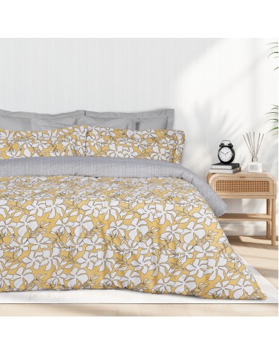 DAS HOME ΣΕΤ ΣΕΝΤΟΝΙΑ ΜΟΝΑ ΜΕ ΛΑΣΤΙΧΟ CASUAL 5432 OCHRE, WHITE