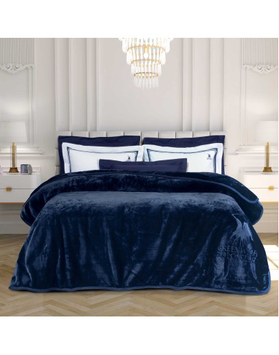 GREENWICH POLO CLUB ΚΟΥΒΕΡΤΑ VELOUR ΥΠΕΡΔΙΠΛH ESSENTIAL 3439 ΜΠΛΕ