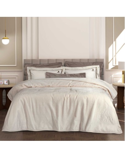 GREENWICH POLO CLUB ΚΟΥΒΕΡΤΑ VELOUR ΜΟΝΗ ESSENTIAL 3441 WHITE