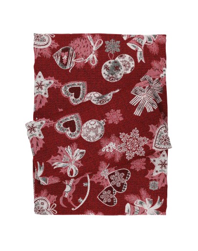 DAS HOME CHRISTMAS ΤΡΑΠΕΖΟΜΑΝΤΗΛΟ 140Χ180 0626 ΚΟΚΚΙΝΟ, ΜΠΕΖ