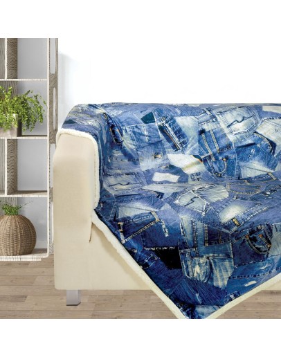 DAS HOME ΚΟΥΒΕΡΤΑ FLEECE PRINT ΣΧ.370 130X160 ΜΠΛΕ