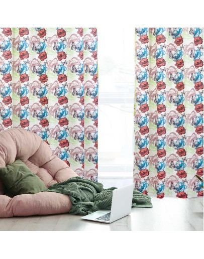 DAS HOME 2106 ΚΟΥΡΤΙΝΑ 140Χ280 ΜΕ ΤΡΟΥΚΣ ΕΚΡΟΥ, ΚΕΡΑΜΙΔΙ, ΛΑΧΑΝΙ, ΠΕΤΡΟΛ