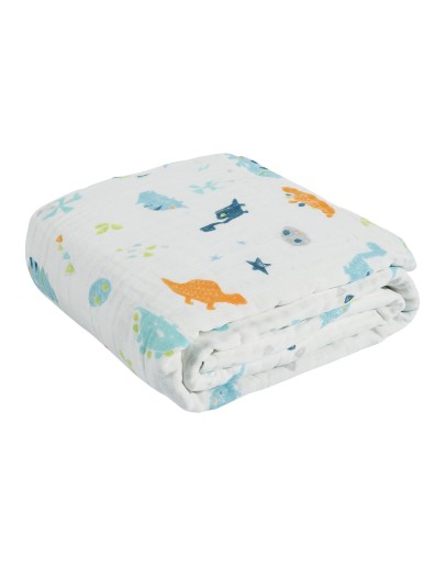 DAS BABY ΚΟΥΒΕΡΤΑ-ΜΟΥΣΕΛΙΝΑ ΚΟΥΝΙΑΣ RELAX 6623 ΛΕΥΚΟ, ΜΠΛΕ, ΠΟΡΤΟΚΑΛΙ