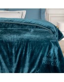 GREENWICH POLO CLUB ΚΟΥΒΕΡΤΑ VELOUR ΥΠΕΡΔΙΠΛΗ ESSENTIAL 3498 DARK AQUAMARINE