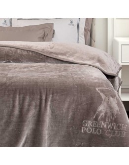 GREENWICH POLO CLUB ΚΟΥΒΕΡΤΑ VELOUR ΜΟΝΗ ESSENTIAL 3497 TAUPE