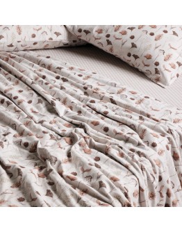 DAS HOME ΣΕΤ ΠΑΠΛΩΜΑΤΟΘΗΚΗ ΥΠΕΡΔΙΠΛΗ HAPPY FLANNEL 9681 BEIGE, BROWN