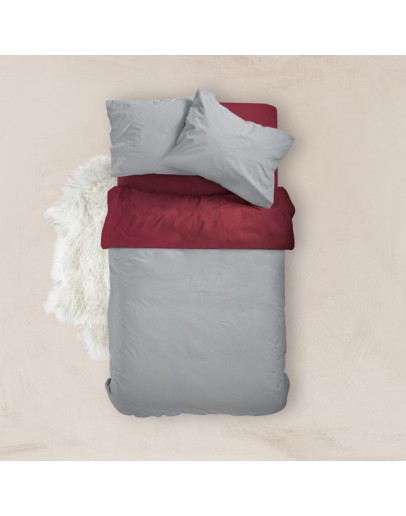 Borea: Παπλωματοθήκη μονή Solid, μπορντό-ποντικί