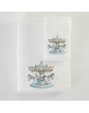 Borea: Σετ πετσέτες 2 τεμαχίων, Carousel Λευκό-Σιέλ