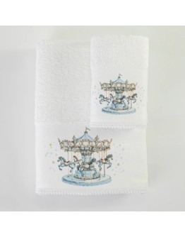Borea: Σετ πετσέτες 2 τεμαχίων, Carousel Λευκό-Σιέλ