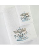 Borea: Σετ πετσέτες 2 τεμαχίων, Carousel Λευκό-Σιέλ