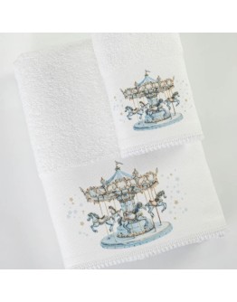 Borea: Σετ πετσέτες 2 τεμαχίων, Carousel Λευκό-Σιέλ
