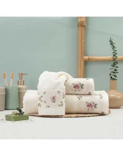Borea: Σετ Πετσέτες 3 τεμαχίων, Wildrose, Εκρού