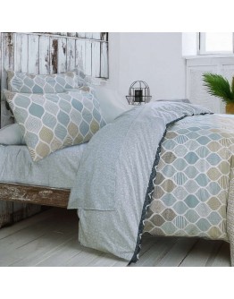 Espree: Σετ σεντόνια μονά Geo Blue, 3 τεμαχίων με λάστιχο