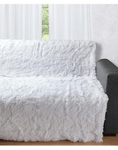 Silk Fashion: Γούνινη κουβέρτα καναπέ, 5336 λευκή