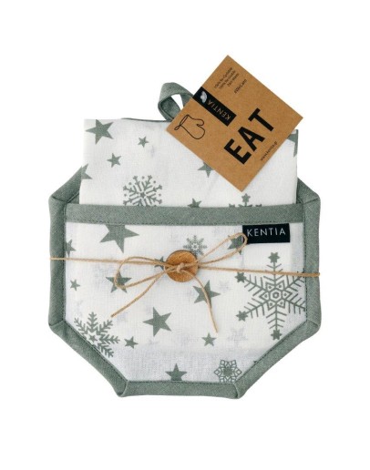 Kentia: Σετ πετσέτα-πιάστρα κουζίνας, Snow 2415