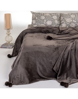 Melinen: Κουβέρτα fleece μονή, Lisboa brown grey
