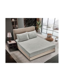 Silk Fashion: Σεντόνι fleece solid, υπέρδιπλο, silver grey