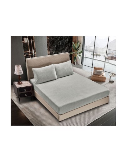 Silk Fashion: Σεντόνι fleece solid, υπέρδιπλο, silver grey