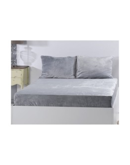 Silk Fashion: Σεντόνι fleece solid, υπέρδιπλο, silver grey
