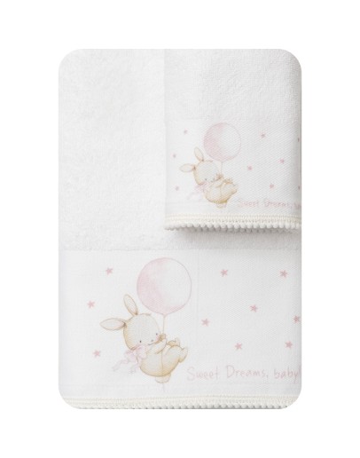 Borea: Σετ πετσέτες παιδικές, Sweet dreams baby, ροζ