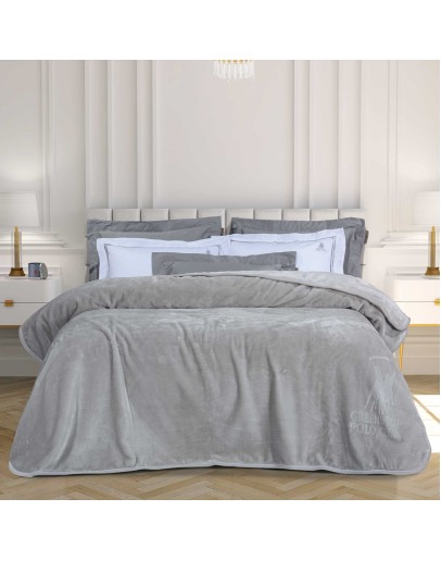 GREENWICH POLO CLUB ΚΟΥΒΕΡΤΑ VELOUR ΜΟΝΗ ESSENTIAL 3442 LIGHT GREY