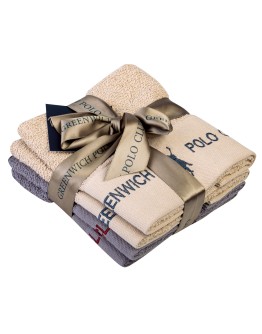 GREENWICH POLO CLUB ΣΕΤ ΠΕΤΣΕΤΕΣ 4 ΤΕΜΑΧΙΩΝ 2671 ΓΚΡΙ, ΜΠΕΖ