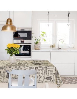 DAS HOME ΤΡΑΠΕΖΟΜΑΝΤΗΛΟ 140Χ180 0721 ΚΡΕΜ, ΜΑΥΡΟ