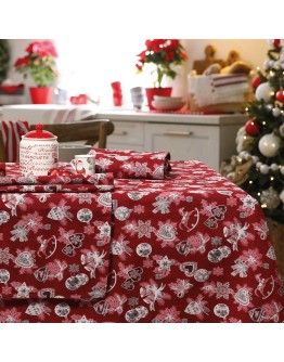 DAS HOME CHRISTMAS ΤΡΑΠΕΖΟΜΑΝΤΗΛΟ 140Χ180 0626 ΚΟΚΚΙΝΟ, ΜΠΕΖ